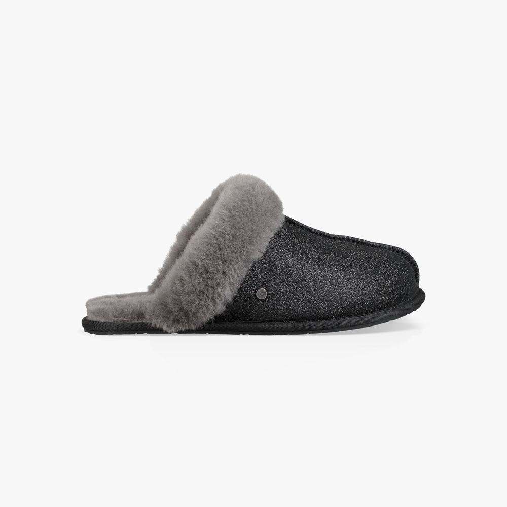 Chausson UGG Scuffette II Sparkle Femme Noir Soldes 157HVBCG